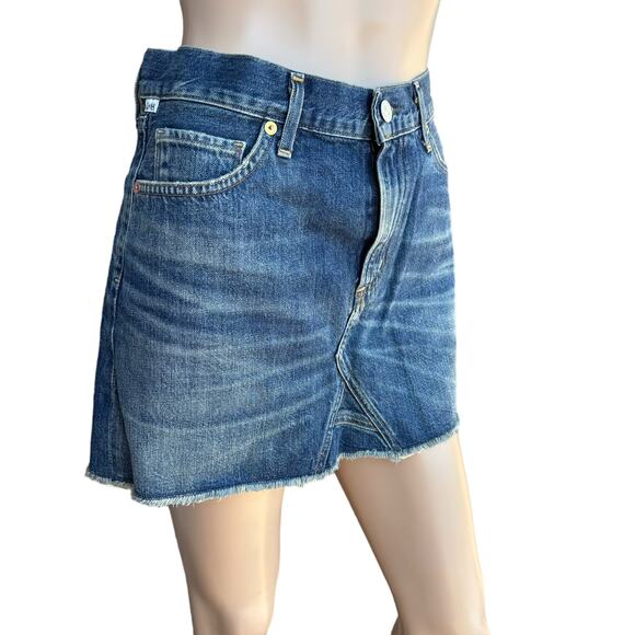 New Citizens of Humanity Premium Vintage Blue Cut Off Denim Jean Mini Skirt 28 - Picture 2 of 12